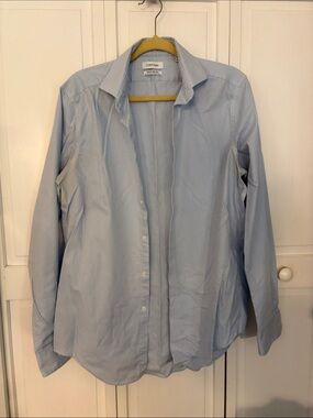 Calvin Klein Men's Light Blue Micro-Check Dress Shirt